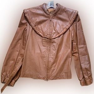 Vintage Leather Jacket - Jacket + Pants Set | ANNY| Brown | Sz M